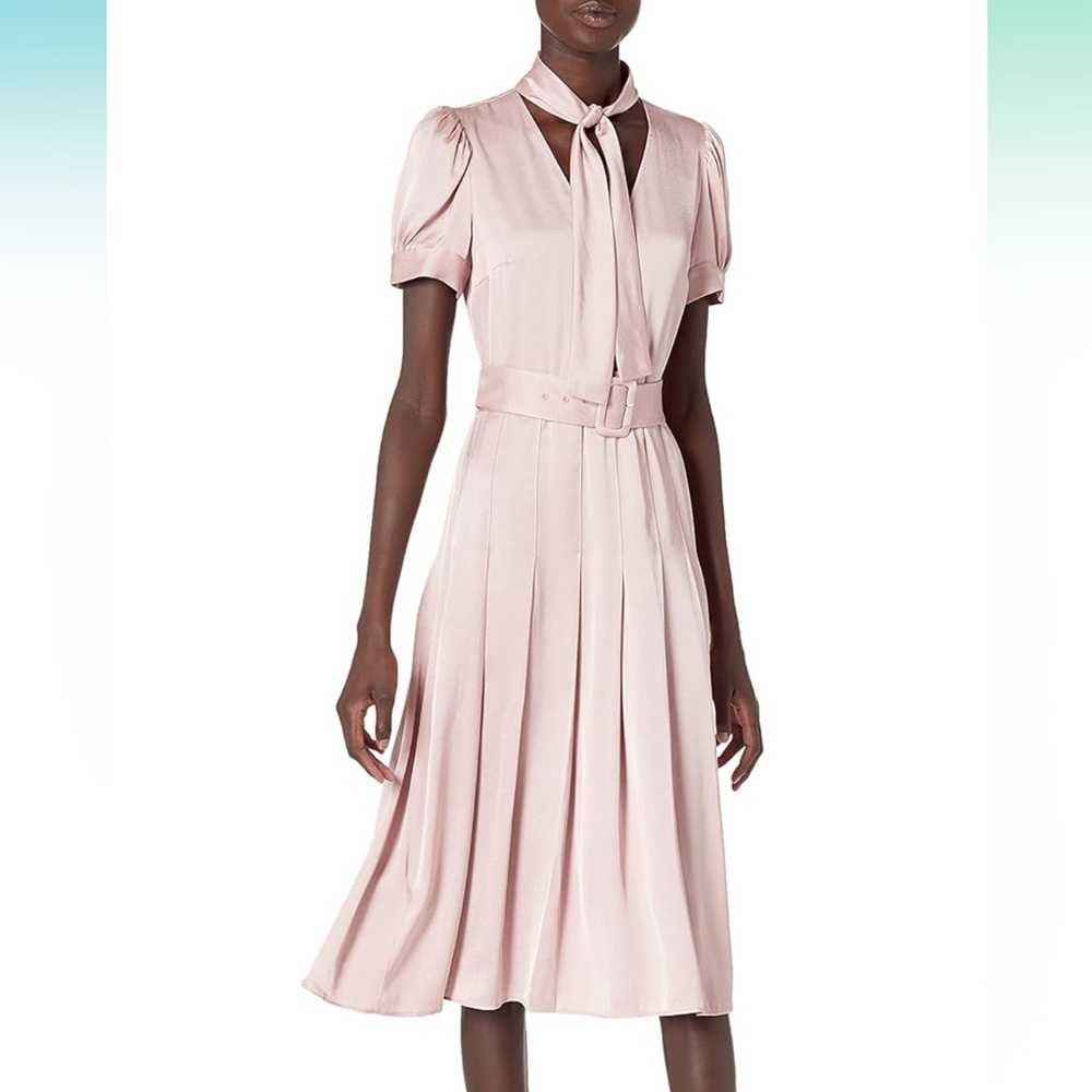 NWT Karl Lagerfeld Paris Womens Pink Button Front Calf Midi Dress size 4
